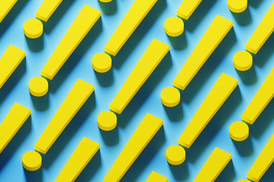 Three dimensional pattern of rows of yellow exclamation points
