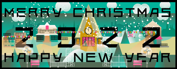 Fototapeta na wymiar 2022 Happy New Year typography banner