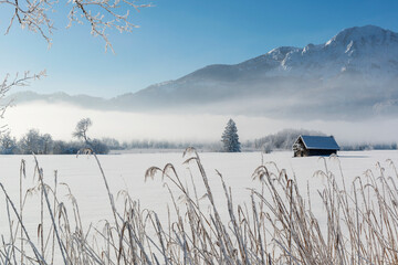 Germany, Upper Bavaria, Werdenfelser Land, Kochel, winter landscape