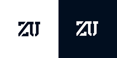 Creative abstract initial letter ZU logo.