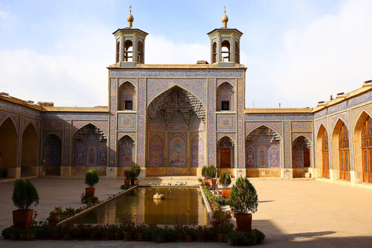 Iran, Fars Province, Shiraz, Courtyard ofÔøΩNasir-Ol-Molk Mosque