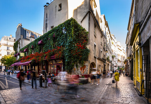 Tourists on street in Paris, France