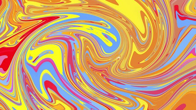 Blue and Orange abstract liquid marble texture, fluid art. Very nice abstract colorful design swirl background Video. 3D Rendering, 4K.