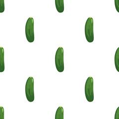 Seamless vector background with direct rows of cartoon green cucumbers.