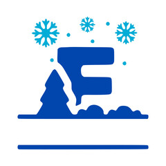 Letter E and winter composition monogram, vector logo, emblems or initial design.