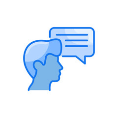 Speech vector blue colour icon style illustration. EPS 10 file