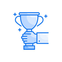 Trophy vector blue colour icon style illustration. EPS 10 file