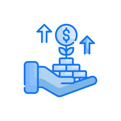Growth vector blue colour icon style illustration. EPS 10 file