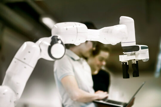 Sudents studying robotic at an university institute