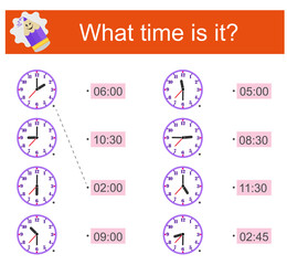 Game for kids. What time is it?