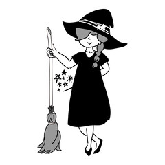 Cute witch with a broom