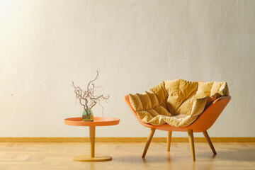 Armchair and coffee table, 3d rendering