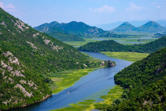 Montenegro, river Crnojevic and Lake Skadar seen from Pavlova Strana lookout