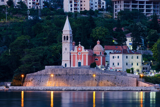 Montenegro, Adriatic Coast, Dobrota, Matthias Church in the evening