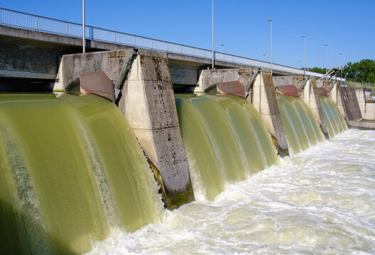 Barrage of Pielweichs Water Plant, Plattling Lower Bavaria, Germany
