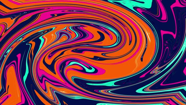 Blue and Orange abstract liquid marble texture, fluid art. Very nice abstract colorful design swirl background Video. 3D Rendering, 4K.