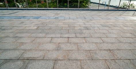 Fototapeta premium Grey marble floor tiles on garden square in residential area°£Sidewalk, Driveway, Pavers, Pavement in Vintage Design Flooring Square Pattern Texture Background