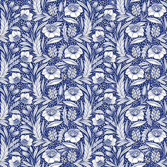 Floral Pattern in William Morris Style - obrazy, fototapety, plakaty