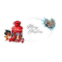 Christmas Flashlight and new year decoration isolated for decor and gift card