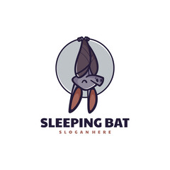 Vector Logo Illustration Sleeping Bat Simple Mascot Style