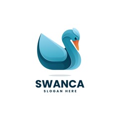 Vector Logo Illustration Swan Gradient Colorful Style.