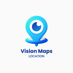 Vector Logo Illustration Vision Maps Gradient Colorful Style.