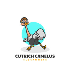 Vector Logo Illustration Ostrich Mascot Cartoon Style