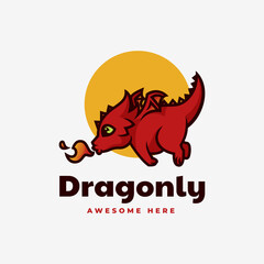 Vector Logo Illustration Dragon Mascot Cartoon Style