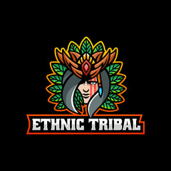 Vector Logo Illustration Ethnic Tribal Simple Mascot Style