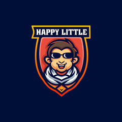 Vector Logo Illustration Happy Little Mascot Cartoon Style