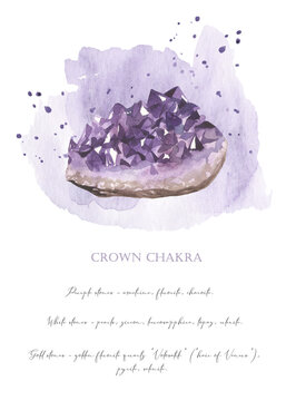Crown Chakra Watercolor Crystal Art Print