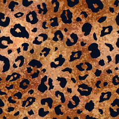 Vector trendy leopard spot shiny bronze seamless pattern. Wild animal cheetah skin dark gold metallic foil texture for fashion print design, cover, wrapping, digital paper, wallpaper, background