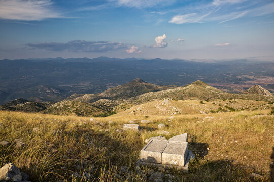 Greece, Peloponnese, Arcadia, Lykaion, antique cultic site of Zeus below mountain Profitis Ilias