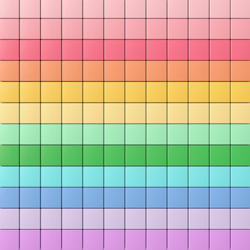 3D rendering, Rows of rainbow colored tiles