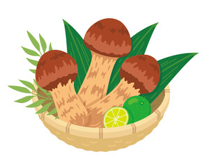 カゴに入った松茸のイラスト