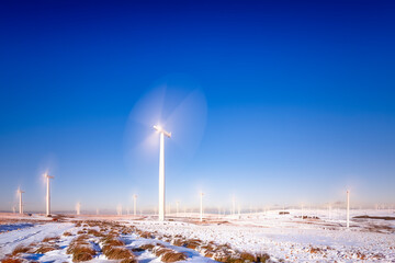 Great Britain, Scotland, East Lothian, Lammermuir HIlls, Wind Farm in winter