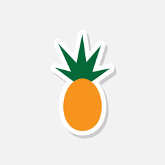 Tropical fruit orange pineapple sticker icon isolated on white background