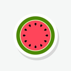 Fototapeta premium Juicy watermelon sticker icon isolated on white background