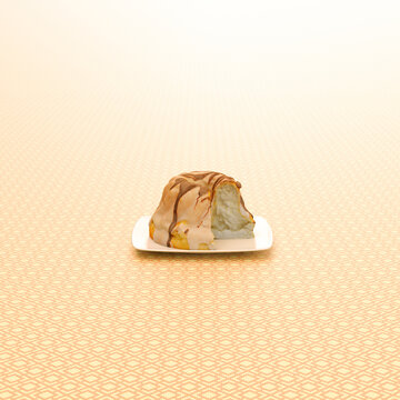 3D rendering, Ring cake on patterned background