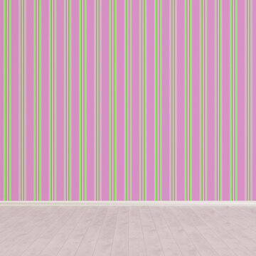3D rendering, Striped wallpaper in empty room