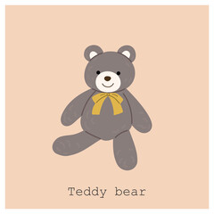 teddy bear with gift. flat design element of teddy bear vector illustration.