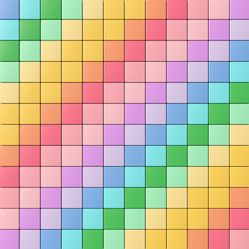 3D rendering, Diagonally arranged, rainbow colored tiles