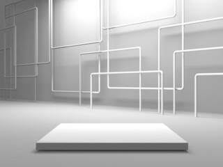 Abstract scene podium mockup. Award ceremony concept