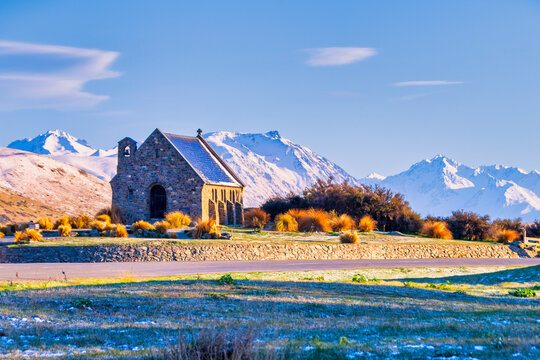 Church of the Good Shepherd against sky, Tekapo, South Island, New Zealand