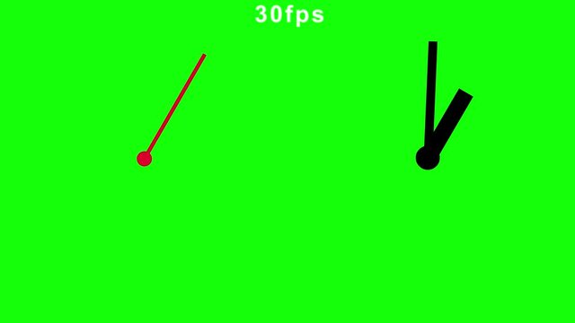 Clock hands isolated. Cartoon counter clock parts one minute and twelve hours. One second, minute, hour. Simple and very useful animation for illustrating time of any process. Seamless loop greenbox.