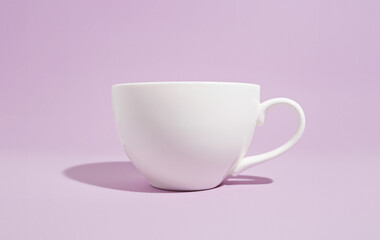 Obraz na płótnie Canvas White mug on a solid purple background