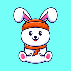 cute rabbit character logo design template