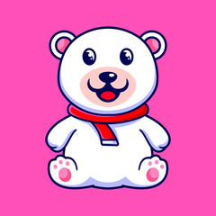 Little polar bear mascot character design template