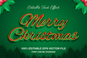 merry christmas editable text effect 3d style