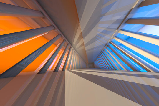 3D Rendered Illustration, Architecture visualisation of a futuristic interior